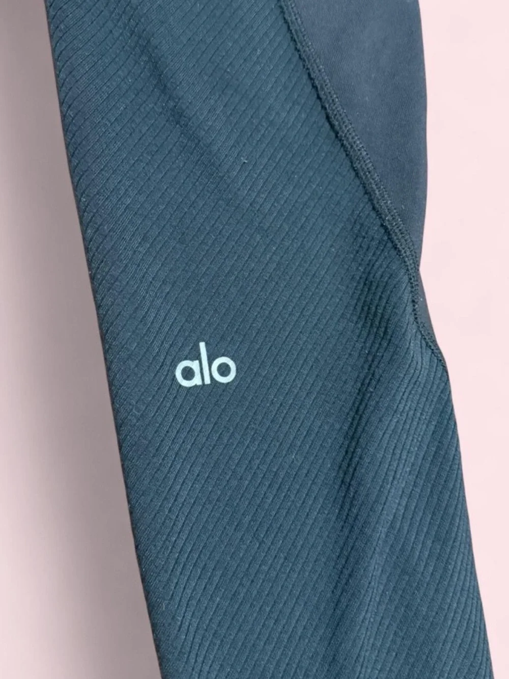 Alo Yoga Black High Waisted Full Length Leggings Small Ribbed Contour Activewear